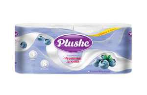 Туалетная бумага  3-х сл.  "Plushe" Premium Aroma черника /по 15м/8рул*пач/8пач*уп/73149