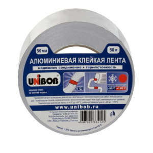 Клейкая лента алюминиевая  50 х 50м (инд.упак) /24шт*кор/ UNIBOB 37284