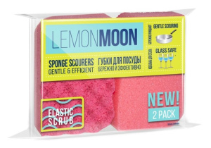 Губка кух. "Lemon Moon" Elastic Scrub/фигурная капля/110мм*68мм*30мм /2шт*пач/15 пач*кор/L117M