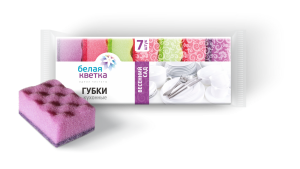Губка кух. "Белая Кветка"Весенний сад" /100ммх70ммх35мм /7шт*пач/26 пач*уп/0203-1