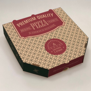 Коробка картон  Бурая с печатью "Пицца" Ракушка 33*33*4,5 "PREMIUM" /50 шт. ЗА