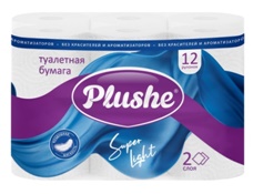 Туалетная бумага  2-х сл.  13,7 метров / "Plushe" Super Light белая/12рул*пач х 8пачек*упак/73966