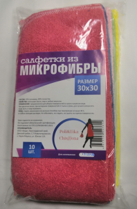 Салфетка для уборки  "Микрофибра" "Poli&Tika Chis" /30см*30см/ (10шт в пач/20 пач*уп)