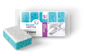 Губка кух. "Белая Кветка"Морской бриз" /100мм*70мм*35мм /5шт*пач/34 пач*уп/0204