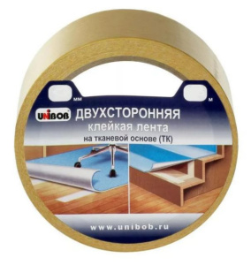 Клейкая лента двухсторонняя 25 х 25м тканевая основа  (инд.упак.) /72шт*кор/  UNIBOB К38921