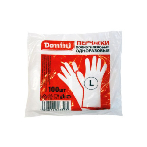 Перчатки одноразовые П/Э  Donini  (стандарт) /100шт*100уп/ "L" (1000 пачек/кор)