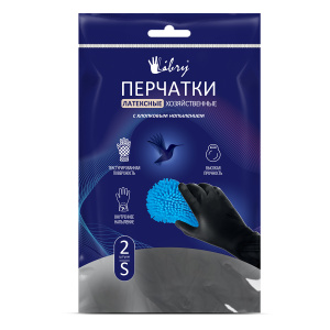 Перчатки хоз. латексные 50 гр.с х/б напылением ЧЕРНЫЕ L "Libry"/12пар*20уп/ (240пар*кор) KHLBL003HB
