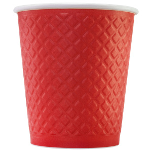 Стакан бумаж. 250мл 2-х сл. Waffle для гор/нап. Красный (25шт/ 500шт*кор) d=80 мм/ Формация