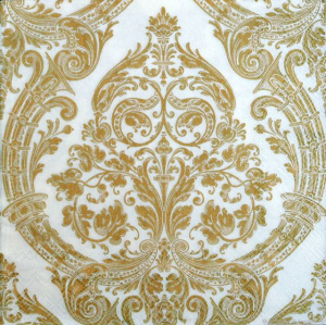 Салфетка 3-сл. 24*24  25л Bouquet de Luxe  ROYAL(золото) на белом /15пач*кор/37237
