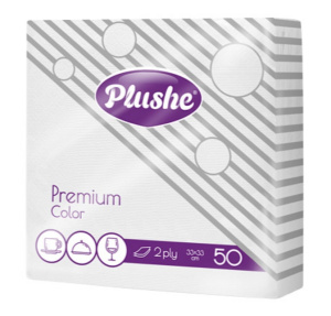 Салфетка 2-сл. 33*33  50л "Plushe" premium carre Белая рамочное  /16 пач*уп/16782