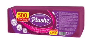 Салфетка 1-сл 24*24 500л "Plushe" бордовый /5 пач*уп/84244
