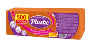 Салфетка 1-сл  24*24  500л "Plushe" оранжевый /5 шт*уп/84244