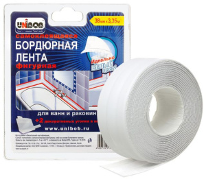 Лента бордюрная 38х3,35 белая ФИГУРНАЯ/UNIBOB /24шт*кор/ К46326
