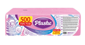 Салфетка 1-сл  24*24  500л "Plushe" пастель розовый /5 шт*уп/83007 замена на 20877