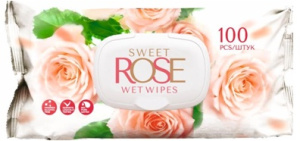 Влажные салфетки  100шт Sweet Rose/с клапаном/10 шт*кор/ FPSR-100