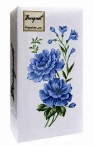 Салфетка 2-сл. 33*33  20л Bouquet Original de Luxe  1/8 сложение Голубые цветы /12пач*кор/25213