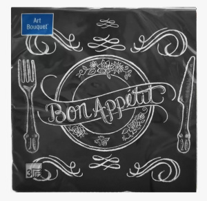 Салфетка 3-сл. 33*33  20л Art Bouquet  Bon Appetit на черном /12пач*кор/37859