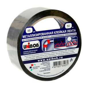 Клейкая лента металлизированная 48 х 50м (инд.упак.) втулка 76 /36шт*кор/ UNIBOB К39117