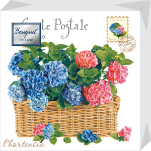 Салфетка 3-сл. 24*24  25л Bouquet de Luxe  Гортензия /15пач*кор/37095
