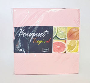 Салфетка 2-сл  25*25   50л  Bouquet Tropical  Розовые /20уп*кор/0342