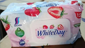 Влажные салфетки 120шт."WhiteDay" Клубника/ КЛАПАН/ 24шт*кор/