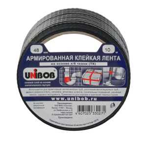 Клейкая лента армированная  48 х 10м  (инд. упак.) /36шт*кор/ UNIBOB черная К40766