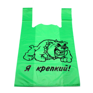 Пакет типа "Майка" /30*55см/  (9гр) "Я КРЕПКИЙ" зеленый (1500шт*м/к_50шт*пачка) ТК 162