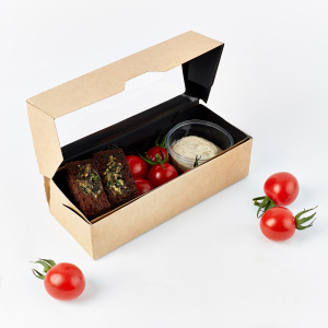 1ЕА Коробка OneBox  500/bBl ЧЁРНЫЙ, 170*70*40 с прозр окном 25шт/350 шт/кор