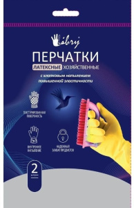 Перчатки  хоз.латексные эластичные  30гр пара  "L" Houshold Gloves/Libry желтые/12/240/ KHL003E