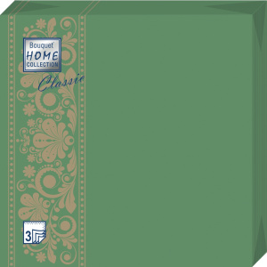 Салфетка 3-сл. 33*33  20л Bouquet Home Collection Classic  Изумруд/12пач*кор/42838