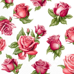 Салфетка 3-сл. 24*24  25л Bouquet de Luxe  Красные розы/15пач*кор/25562 НОВИНКА