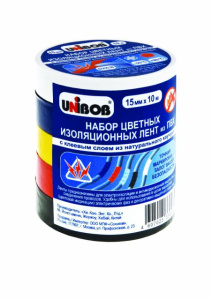 Лента электроизоляционная 15мм*10м / 5 цветов /5 шт х 60 уп/ UNIBOB /К43657