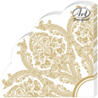 Салфетка 3-сл. 33*33  12л Art Bouquet Rondo Royal золото на белом /15пач*кор/37261