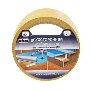 Клейкая лента двухсторонняя 50 х 10м тканевая основа (инд.упак.) /36шт*кор/  UNIBOB К28213