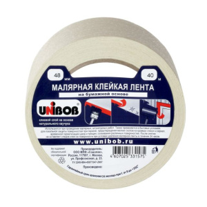 Клейкая лента малярная  48 х 40м (инд.упак.) /36шт*кор/  UNIBOB  К37963