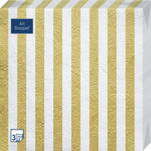 Салфетка 3-сл. 33*33  16л Bouquet   Барокко  полосы золотые/12уп*кор/37869