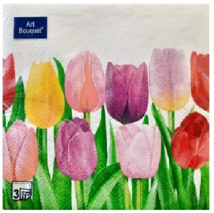 Салфетка 3-сл. 33*33  20л Art Bouquet Море тюльпанов /12пач*кор/57265