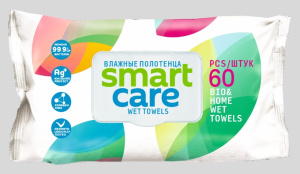 Влажные салфетки   60шт Smart Care /полотенца/с клапаном/10 шт*кор/SC-60