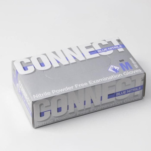 Перчатки нитриловые неопудр. Голубые  M /200шт* 10уп/2000/Connect/ 3гр/ 10 %