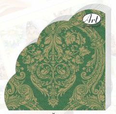 Салфетка 3-сл. 33*33  12л Art Bouquet Rondo Золотой орнамент на зеленом /15пач*кор/42748