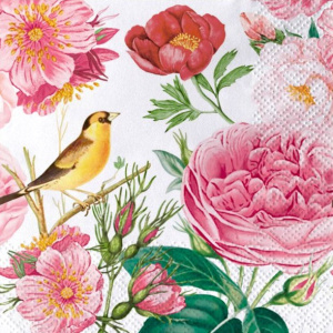Салфетка 3-сл. 33*33  20л Bouquet Home Collection Classic  Розы с птичкой/12пач*кор/25555 НОВИНКА