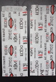 Уголок бумажный   80*40*220 мм рисунок "Бон аппетит"  100/3000шт с печатью, для  Хот Дог (пергамент)