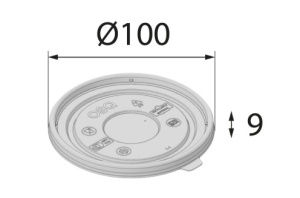 Крышка для миски OSQ Round Bowl (300,400мл) плоскаяPP ANTIFOG d=100(60/600шт)дно 38906,39643,40564