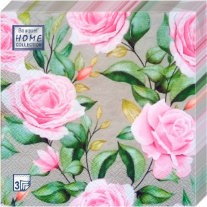 Салфетка 3-сл. 33*33  20л Bouquet Home Collection Classic  Очаровательные розы  /12пач*кор/25483