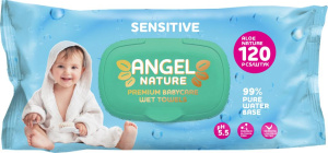 Влажные салфетки  120шт  ANGEL Sensitive голубой/с клапаном/10 шт*кор/ AN-3