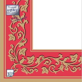 Салфетка 3-сл. 33*33  20л Bouquet  Золотые узоры красный фон/12пач*кор/57414