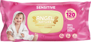 Влажные салфетки  120шт  ANGEL Sensitive розовый/с клапаном/10 шт*кор/ AN-4
