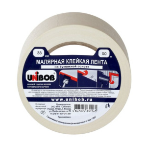 Клейкая лента малярная  38 х 50м (инд.упак.) /48шт*кор/  UNIBOB  К28138