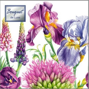 Салфетка 3-сл. 24*24  25л Bouquet de Luxe  Декоративные ирисы/15пач*кор//25563