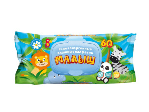Влажные салфетки   60шт МАЛЫШ джунгли/с клапаном/16 шт*кор/МЛ-60К